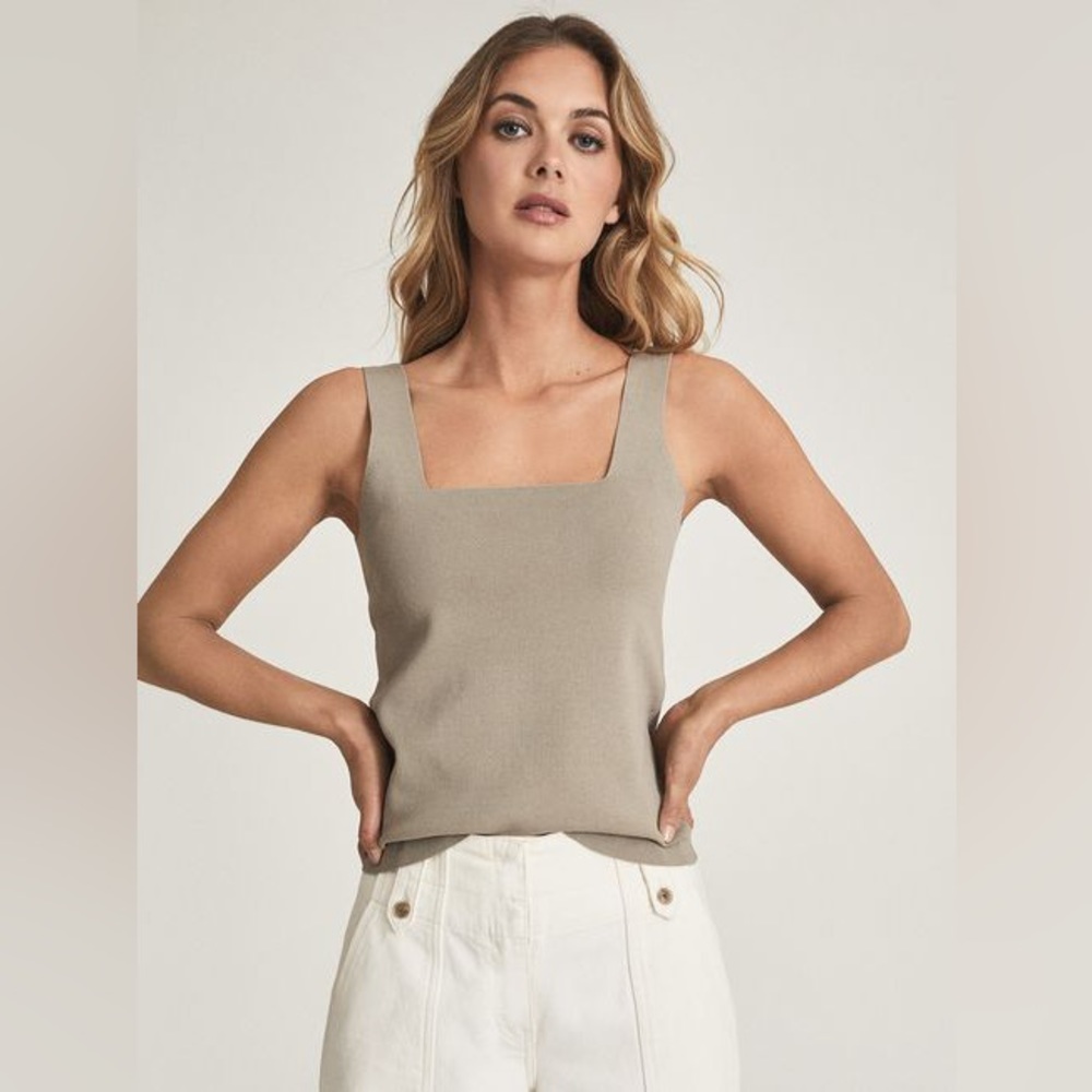 Reiss Devon Square Neck Vest Top, tan, size L